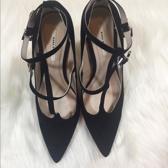 Zara black t-strap ankle heels - Picture 4 of 7